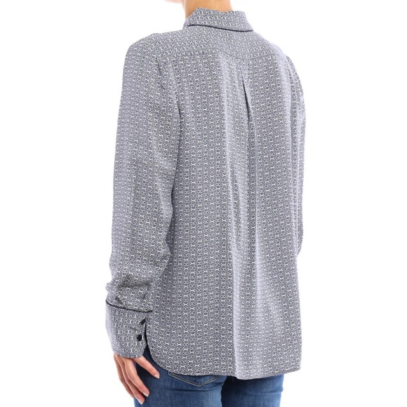 TORY BURCH Women's Gemini Link Print Button-Down Shirt - Grey/ White, Sz 2 - Picture 5 of 11